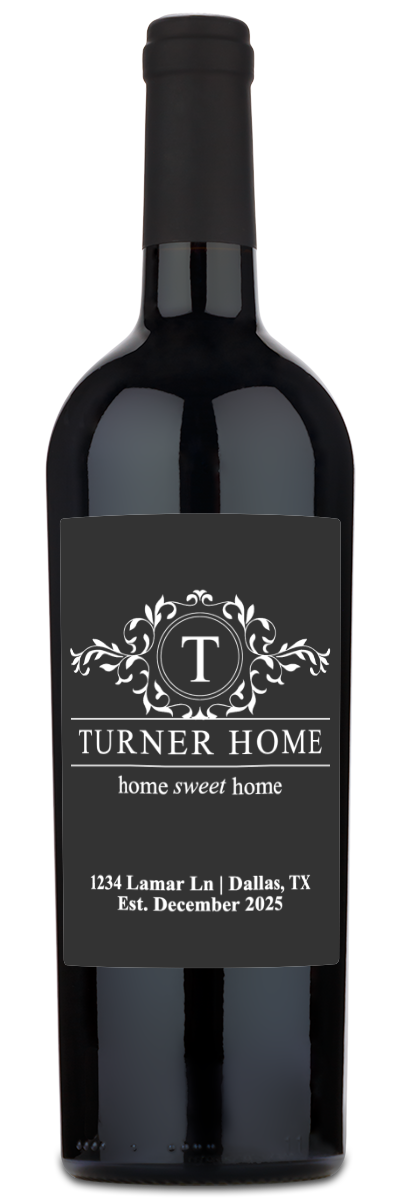 Monogram Home Sweet Home - Personalized Housewarming Wine