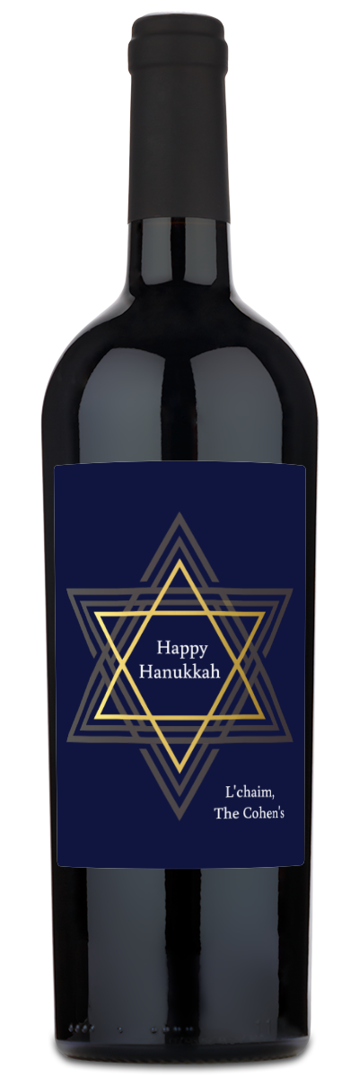 Happy Hanukkah Star Label - Personalized Wine