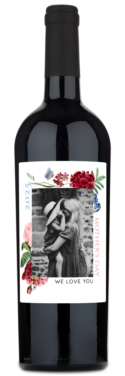 Floral Mother's Day Photo - Personalized Wine
