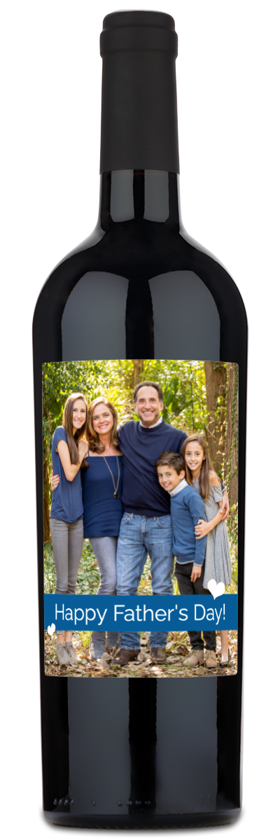 Father's Day Heart Photo - Personalized Wine