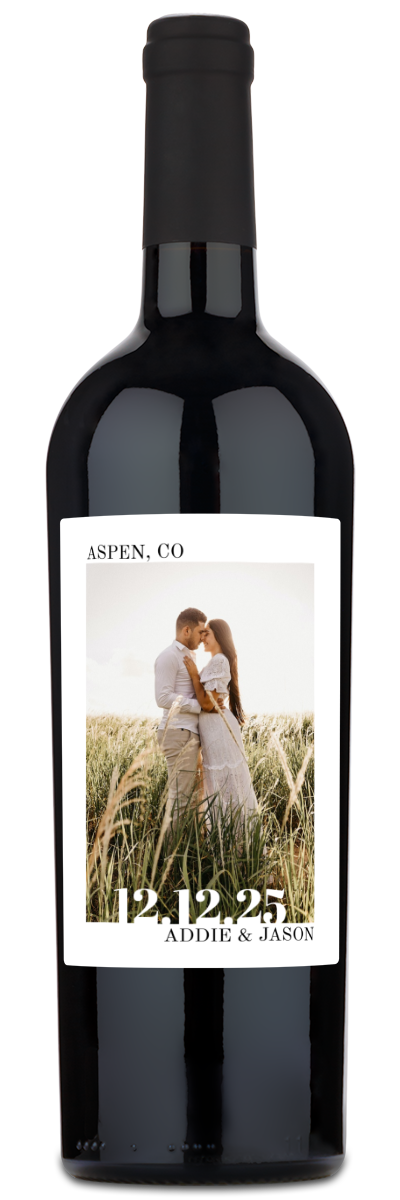 Wedding Day Photo Label - Personalized Wine