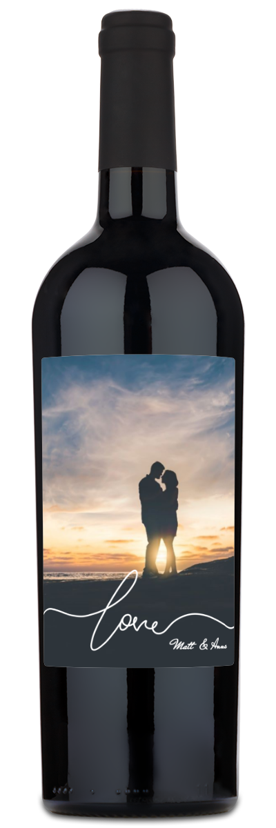 Love Script Photo - Personalized Wine