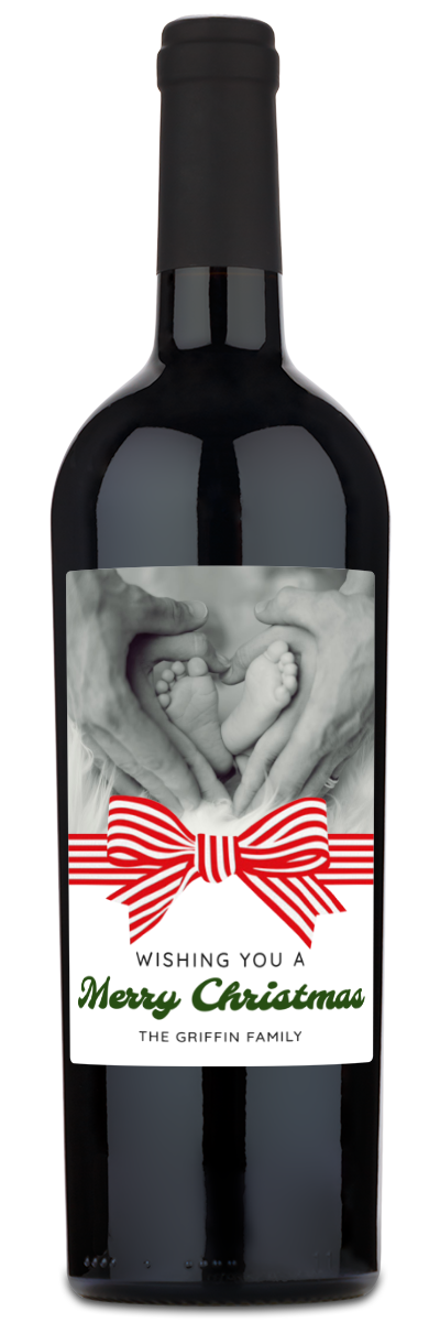 Christmas Bow Label - Custom Holiday Wine