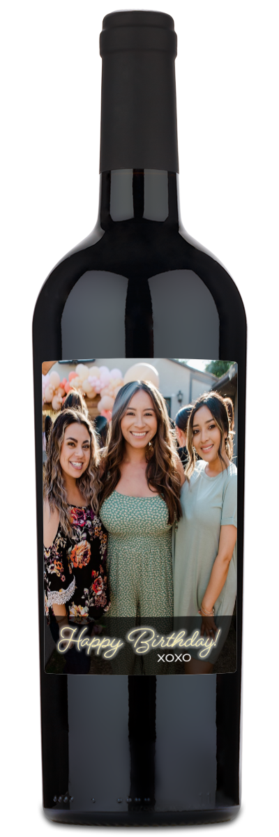 Happy Birthday Photo Label - Personalized Wine