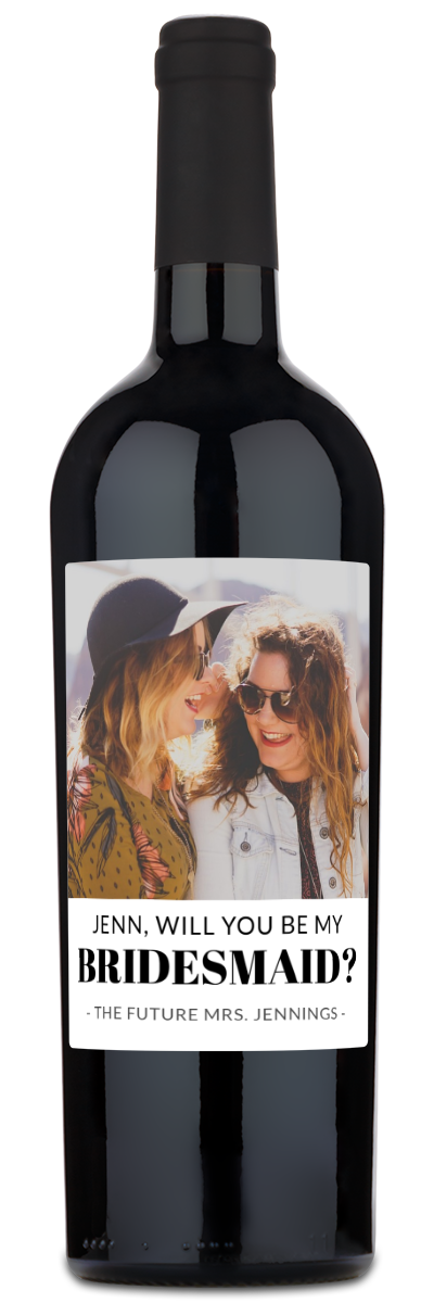 Bridesmaid Photo Label - Personalized Wine