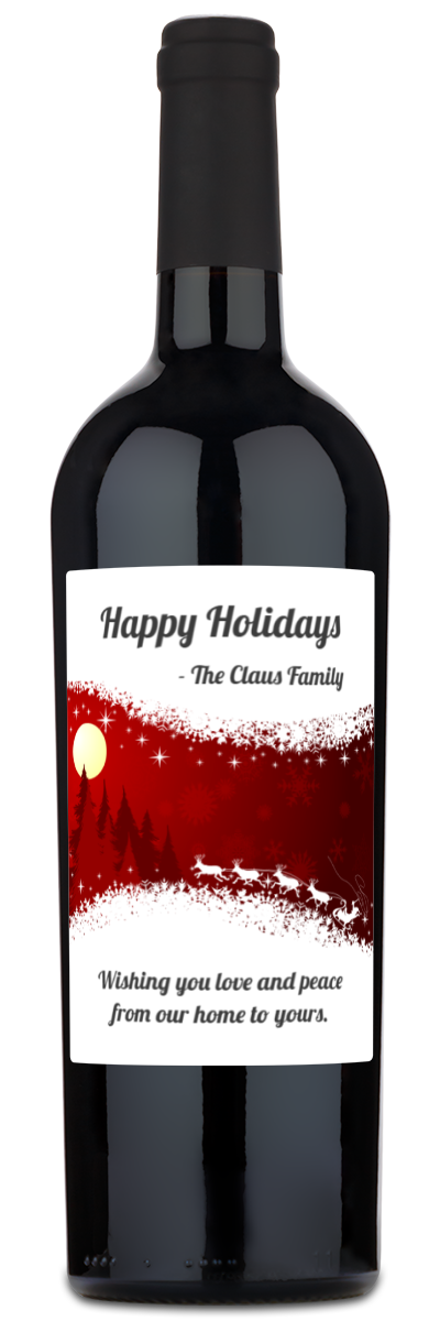 Christmas Silhouette Label - Personalized Holiday Wine