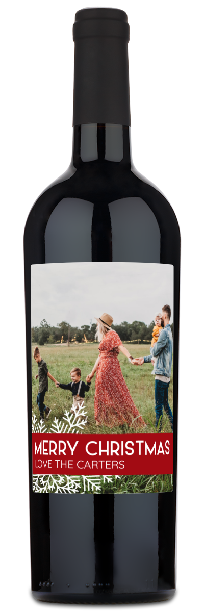 Snowflake Photo Label - Custom Christmas Wine
