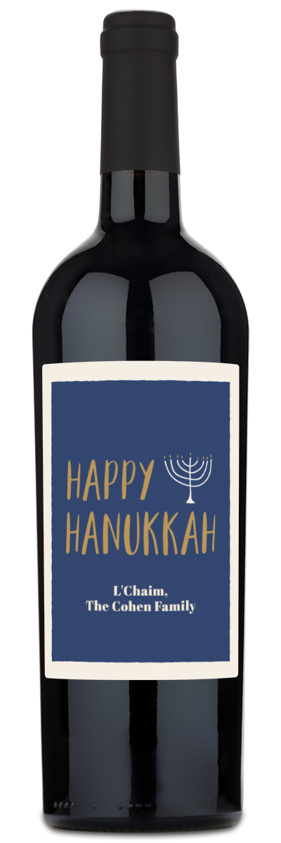 Hanukkah Menorah Label - Personalized Wine