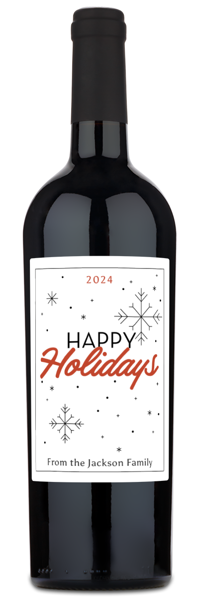 Happy Holidays Snowflake Label - Personalized Wine