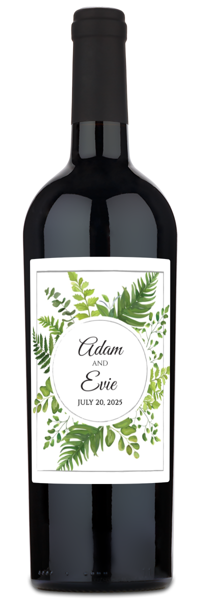 Green Leaves Monogram - Personalized Wine