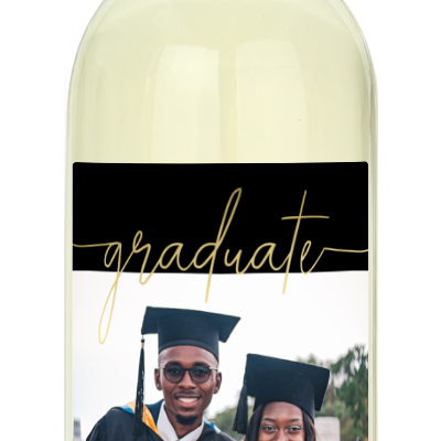 Gold Script Graduate Photo - Personalized Graduation Wine