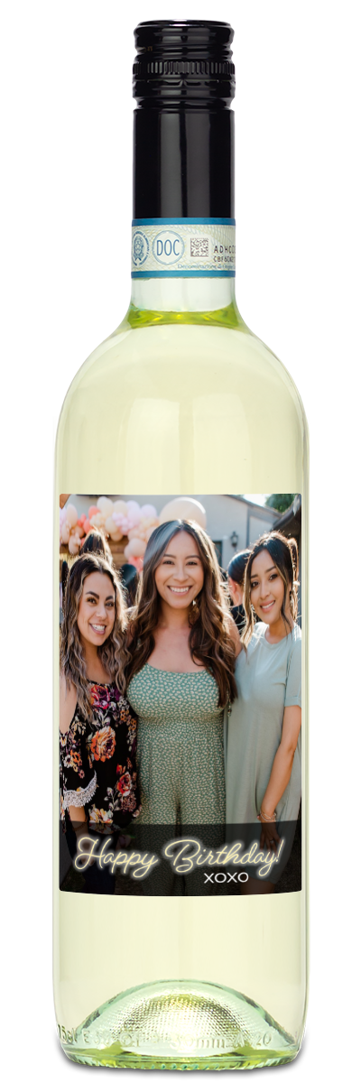 Happy Birthday Photo Label - Personalized Wine