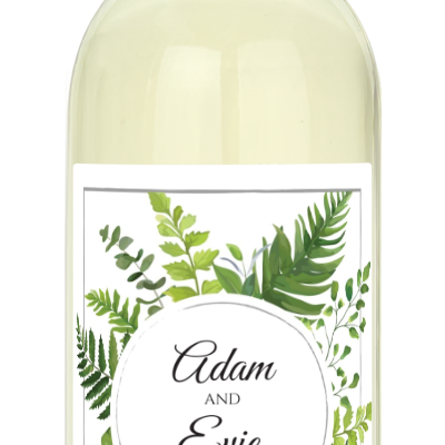 Green Leaves Monogram - Personalized Wine