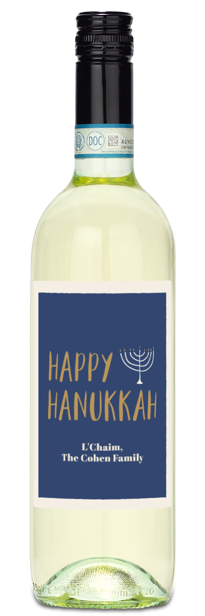 Hanukkah Menorah Label - Personalized Wine