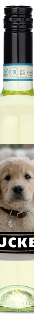 Personalwine’s Pet Photo Label - Personalized Wine features a golden retriever puppy and TUCKER in bold white letters.