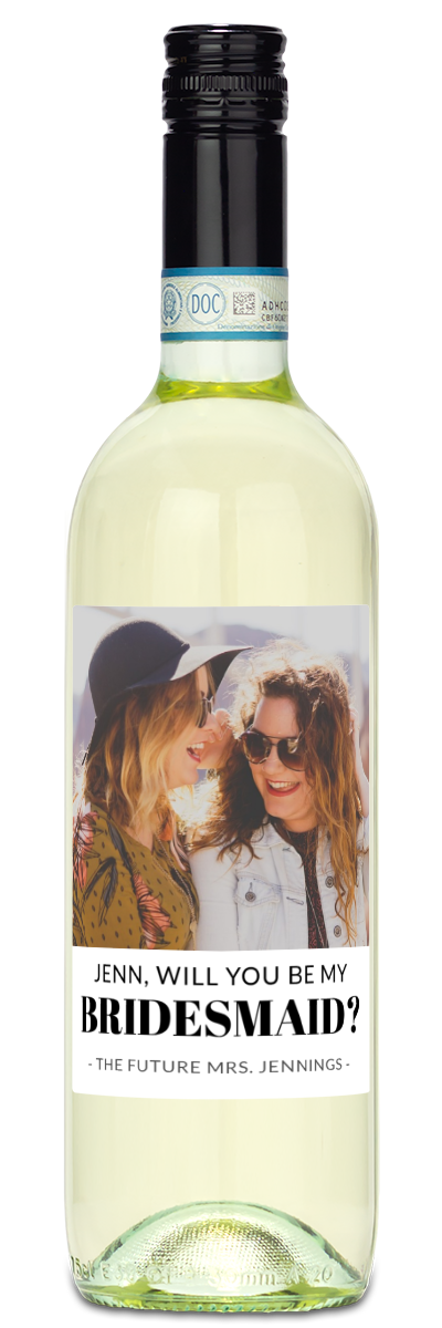 Bridesmaid Photo Label - Personalized Wine