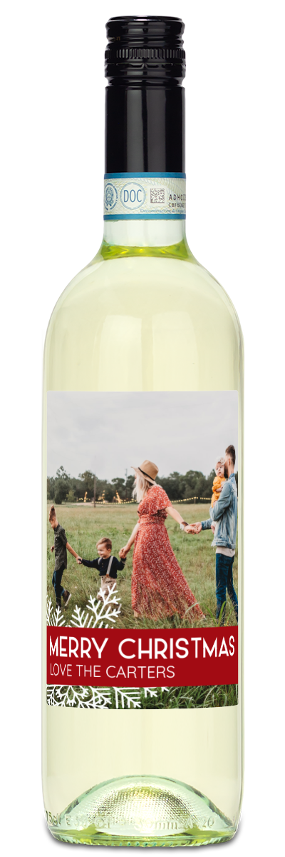 Snowflake Photo Label - Custom Christmas Wine