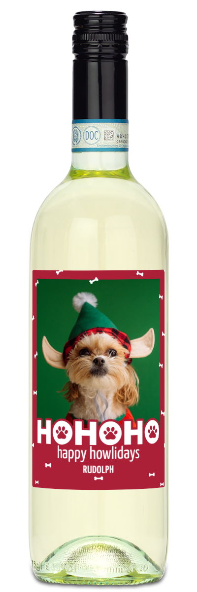 Happy Howlidays Pet Label - Christmas Wine
