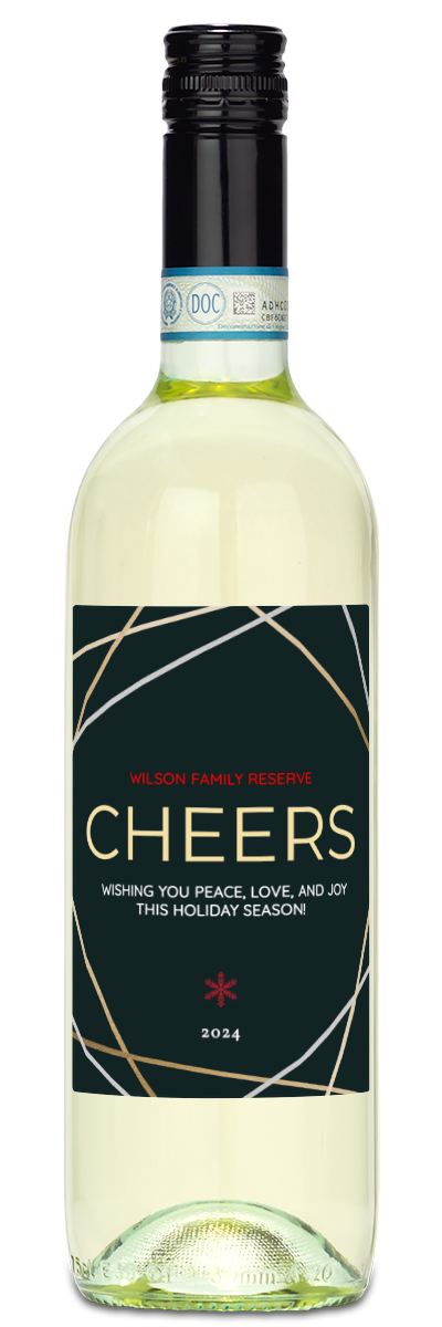 Cheers Holiday Label - Personalized Wine