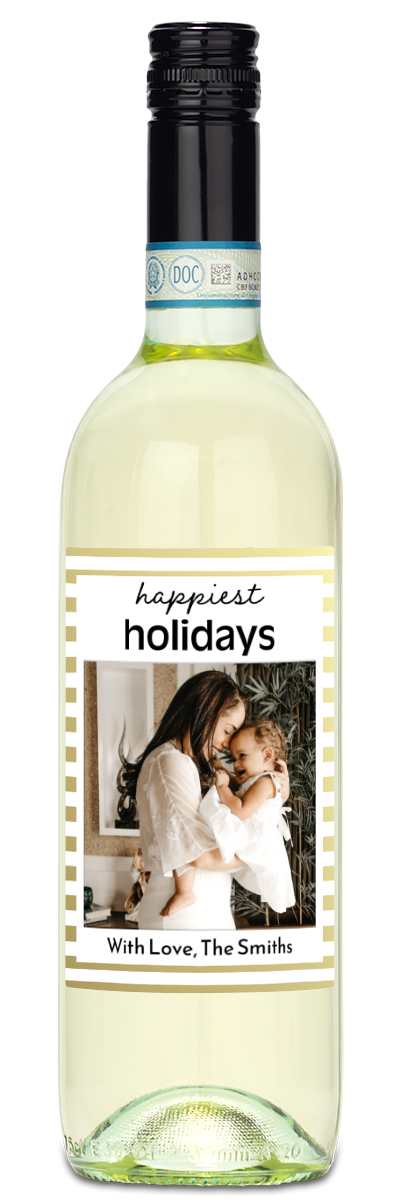 Happiest Holidays Label - Personalized Wine