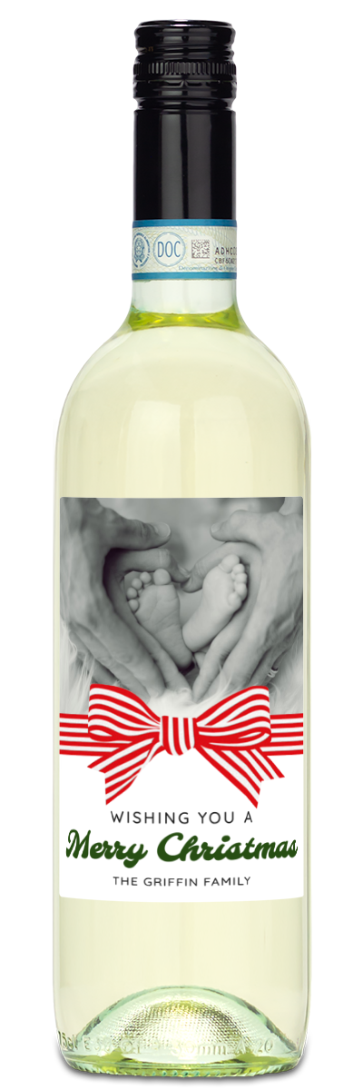 Christmas Bow Label - Custom Holiday Wine