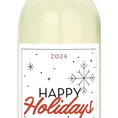 Happy Holidays Snowflake Label - Personalized Wine