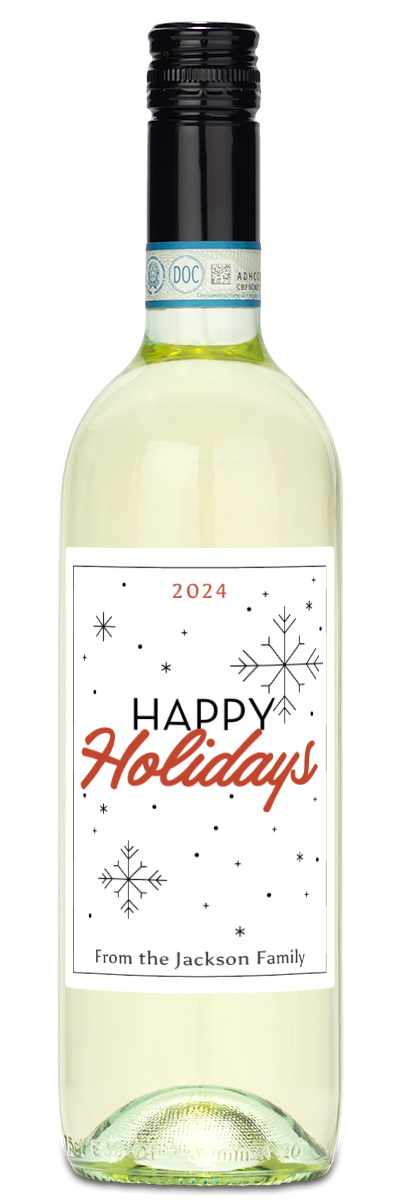 Happy Holidays Snowflake Label - Personalized Wine