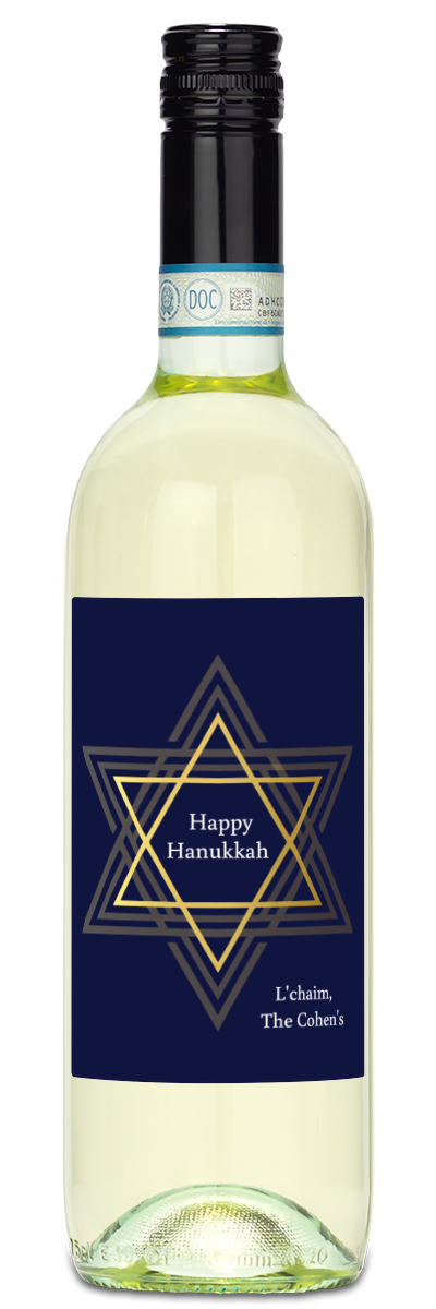Happy Hanukkah Star Label - Personalized Wine
