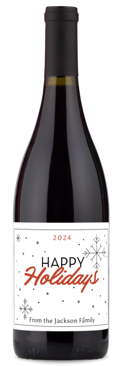 Happy Holidays Snowflake Label - Personalized Wine