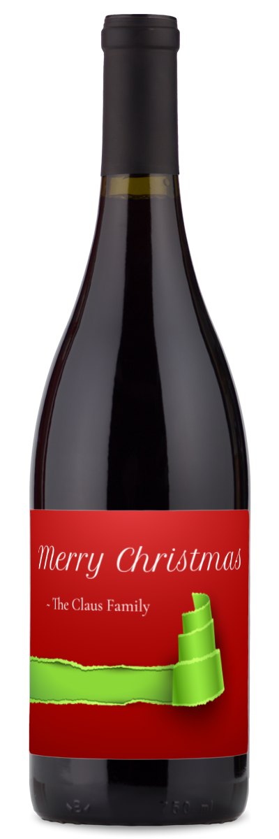 Christmas Tree Label - Custom Holiday Wine