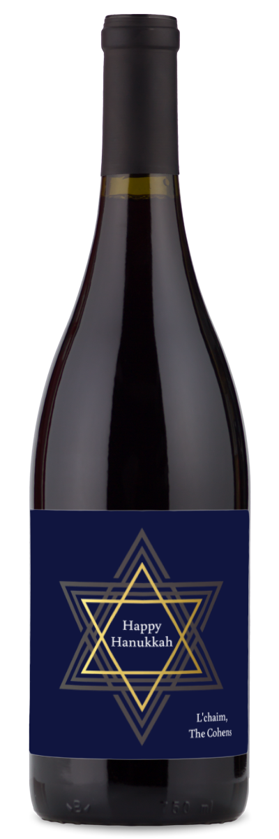 Happy Hanukkah Star Label - Personalized Wine