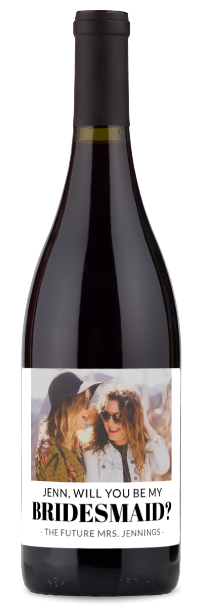 Bridesmaid Photo Label - Personalized Wine