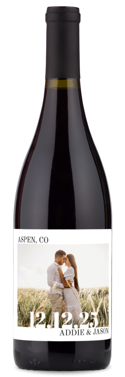 Wedding Day Photo Label - Personalized Wine