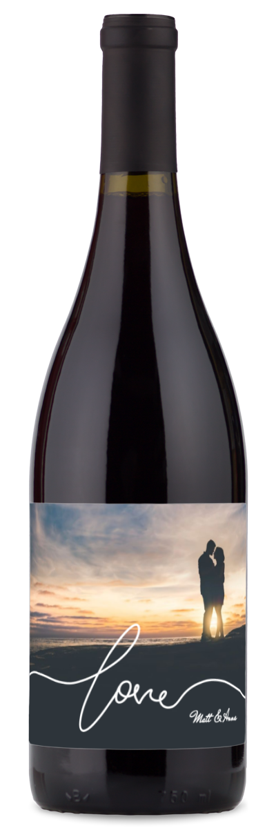 Love Script Photo - Personalized Wine