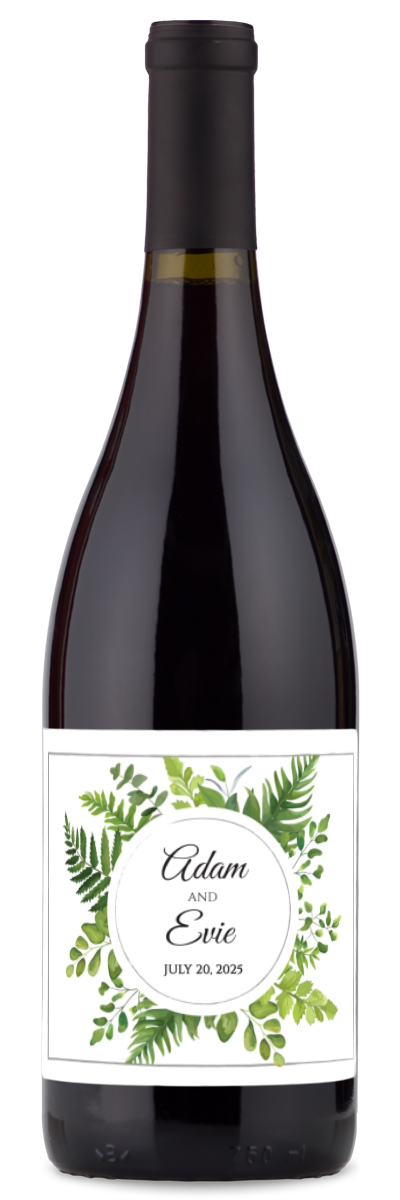 Green Leaves Monogram - Personalized Wine