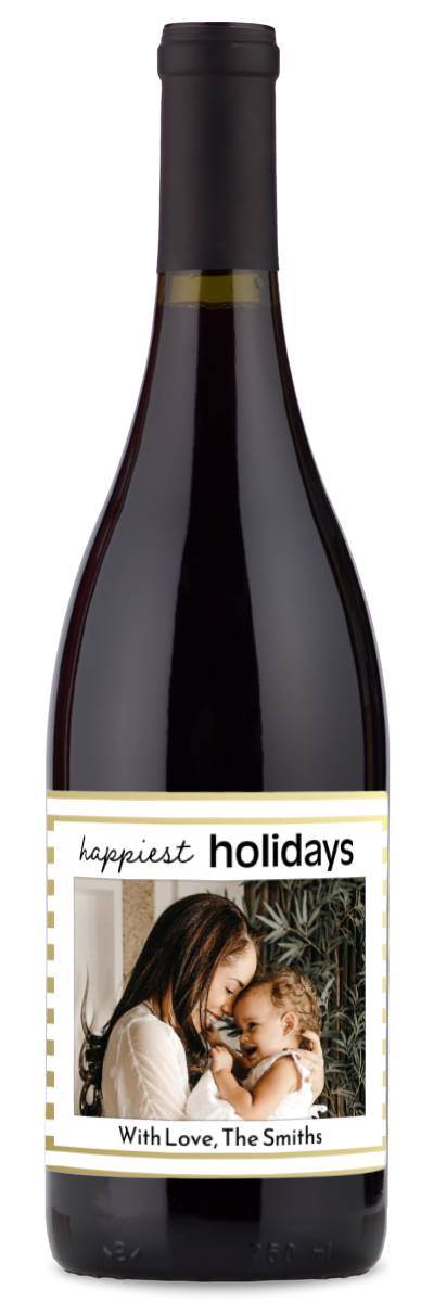 Happiest Holidays Label - Personalized Wine
