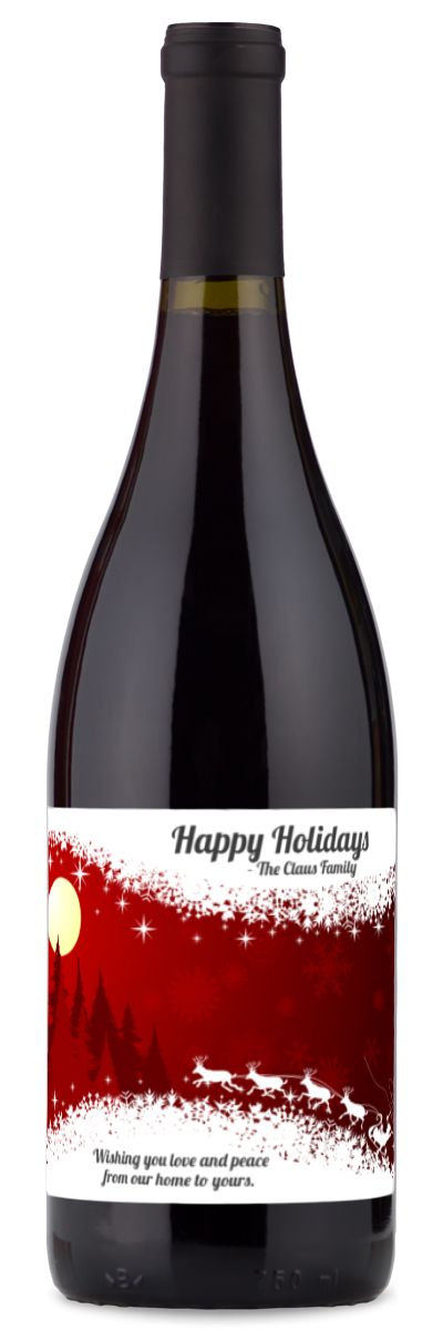 Christmas Silhouette Label - Personalized Holiday Wine