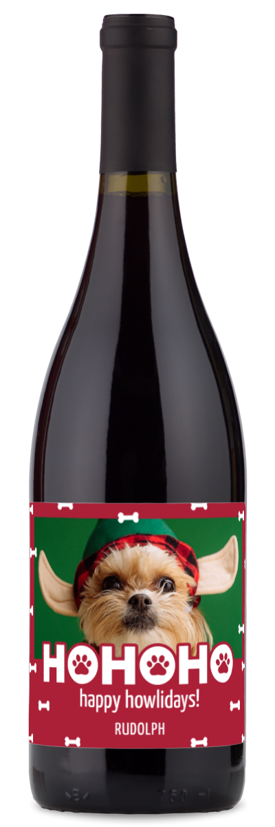 Happy Howlidays Pet Label - Christmas Wine
