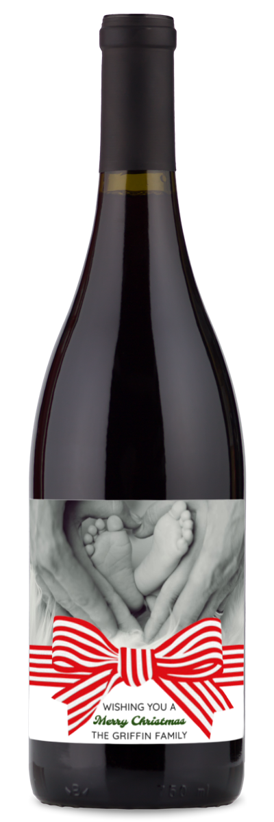 Christmas Bow Label - Custom Holiday Wine