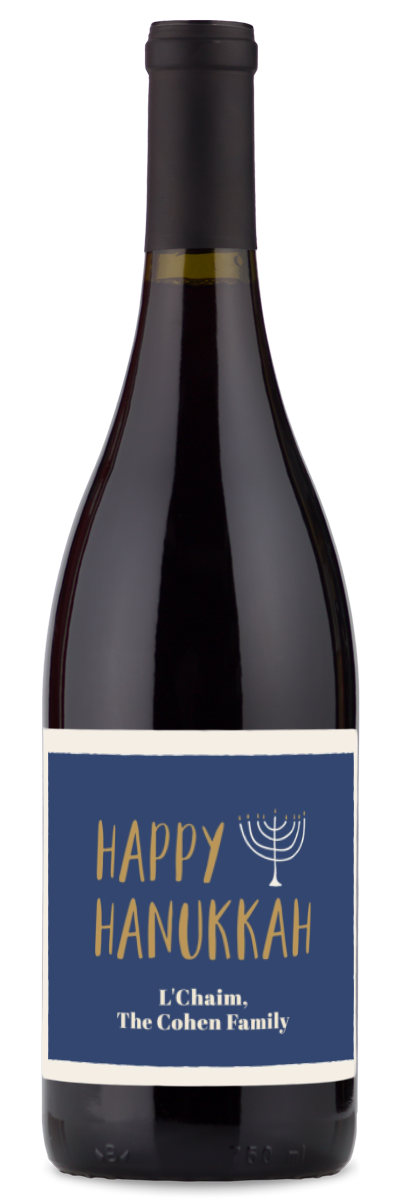Hanukkah Menorah Label - Personalized Wine