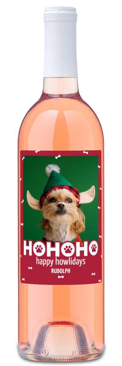 Happy Howlidays Pet Label - Christmas Wine