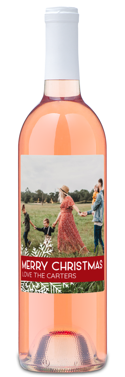 Snowflake Photo Label - Custom Christmas Wine