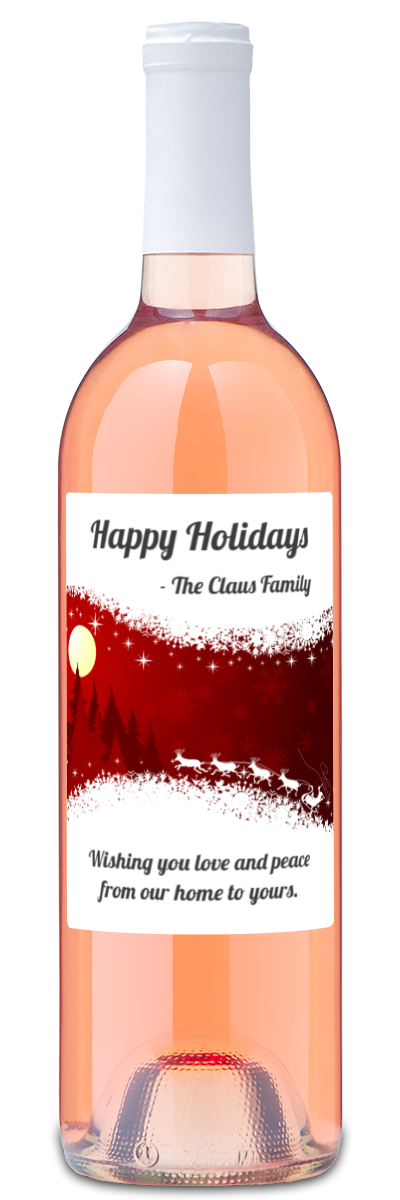 Christmas Silhouette Label - Personalized Holiday Wine