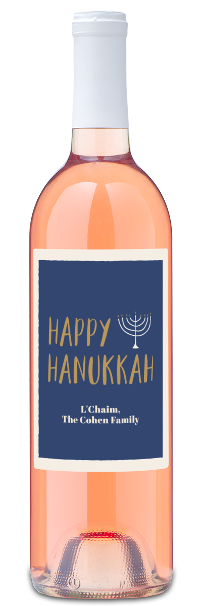 Hanukkah Menorah Label - Personalized Wine