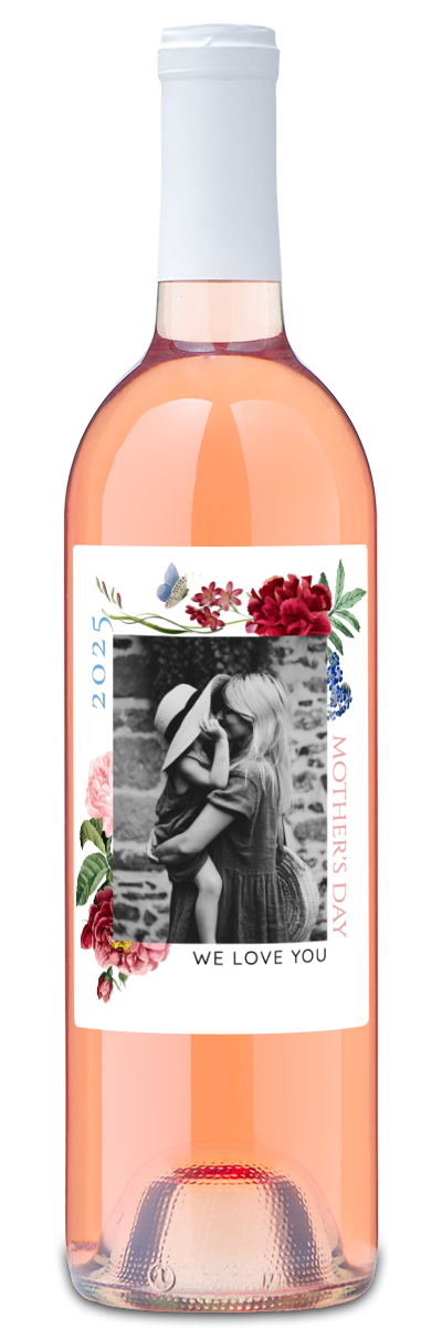 Floral Mother's Day Photo - Personalized Wine