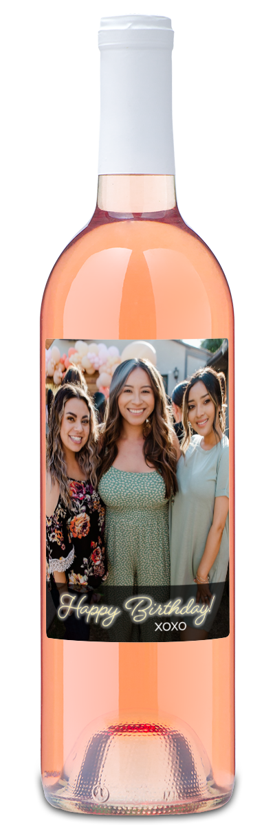 Happy Birthday Photo Label - Personalized Wine
