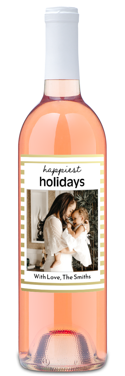 Happiest Holidays Label - Personalized Wine