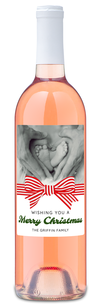 Christmas Bow Label - Custom Holiday Wine