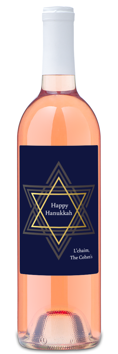 Happy Hanukkah Star Label - Personalized Wine