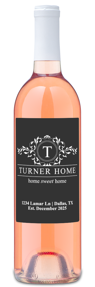 Monogram Home Sweet Home - Personalized Housewarming Wine